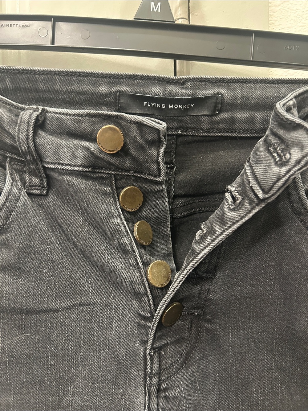 Flying Monkey Black High-Rise Flare Jeans with Button Front - Picture 4 of 8